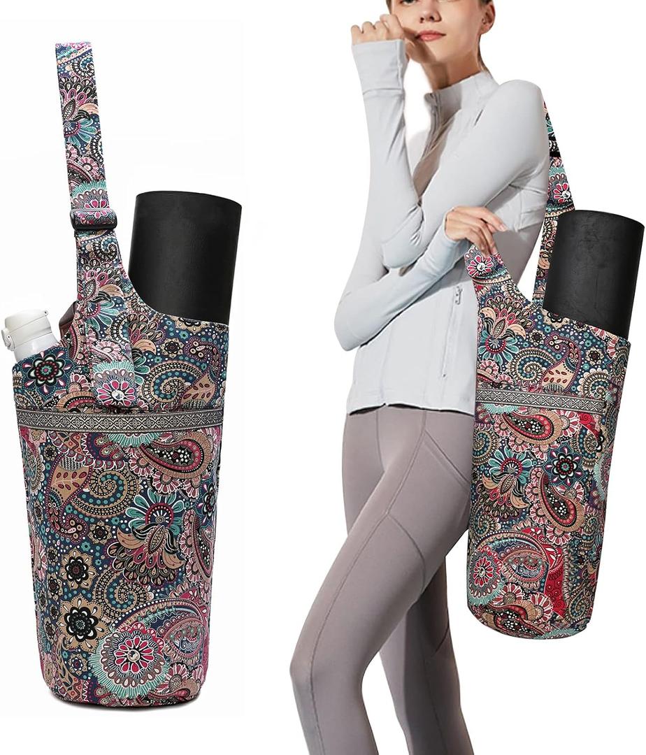 IwIeIaIrI Yoga Mat Bag for Women with Large Size Pocket and Zipper Pocket, Yoga Bag Mat Carrier Holder Fits Most Your Stuff,Yoga Accessories Gifts