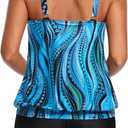 Aqua Eve Two Piece Women's Tankini Swimsuits Blouson Swim Tank Top with Shorts Modest Bathing Suits (S)