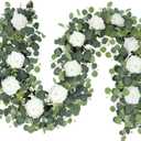 yanstar 6Pcs Artificial Rose Vine Garland with Green Leaves, Elegant Wedding Gift Set, Hanging Fake Roses Vine for Wedding Birthday Baby Shower Anniversary Decor