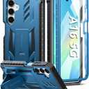 FNTCASE for Samsung Galaxy A16-5G Case: Military Grade Drop Proof Protection Mobile Cover with Kickstand | Matte Textured Rugged Shockproof TPU | Protective Sturdy Phone Case(Blue)