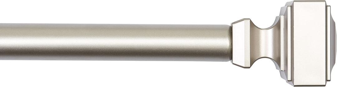 Amazon Basics 1" Curtain Rod for Windows with Square Finials, Adjustable, 72" to 144", Nickel Finish