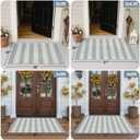 OJIA Outdoor Porch Rug Front Door Mat 24'x51, Washable Checkered Entry Striped Front Door Rug Cotton Woven Kitchen Carpet Small Area Rug for Entryway Patio Bedroom Bathroom (Blue/White/Tan)