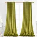 Velvet Curtains Olive Green 52" Wx108L (Lime)