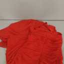 Women's Sexy V Neck Tie Halter Mesh Ruffle Hem Ruched Bodycon Cocktail Party Maxi Dresses (Medium, Red)