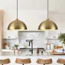 Gold Pendant Lights Kitchen Island 2 Pack, 12 Inch Hammered Dome Pendant Light, Farmhouse Kitchen Pendant Lights, Industrial Hammered Pendant Light for Kitchen, Dining Room, Barn
