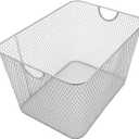 YBM Home Mesh Wire Storage Basket for Shelves, Pantry Organization, and Kitchen - Multipurpose Steel Wire Basket Holder Bin for Organizing Office Supplies, Household Toiletries and Laundry Supplies (14x10x9)