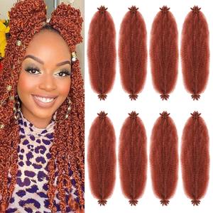 8 Packs Ginger Springy Afro Twist Hair 24 Inch Pre Fluffed Spring Twist Hair Afro Twist Hair Marley Twist Braiding Hair Twist Extensions (350#)