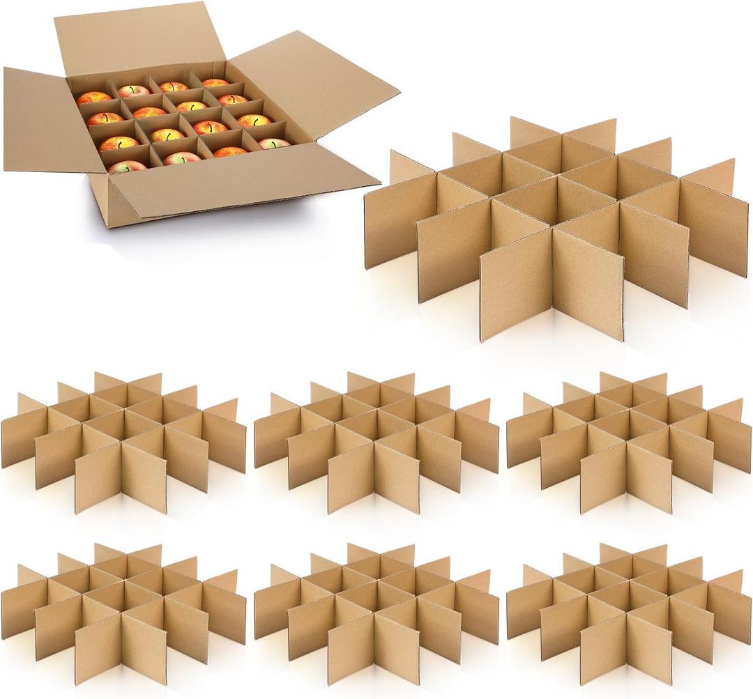Feifeiya 8 Set Moving Box Divider Kits 13 x 13 x 3 Inch Shipping Cardboard Packing Dividers for Fruit Separation Glass Inserts Moving Kitchen Glassware Dish Packing Supplies(Box Not Included) (Brown)