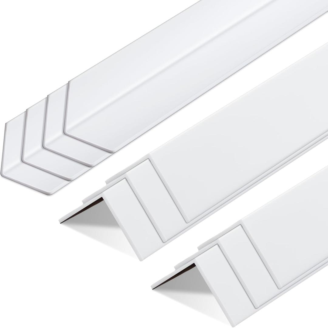 Sasylvia 10 Pcs Wall Corner Protector Guards, Vinyl 1-1/8 x 48 Inches Corner Trim Molding, Avoid Scratching Scuffs, Ease Install and Cleaning for Door Tables Countertop Furniture Cabinet Protection (White)