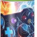 Game Controller Fire Electric Spark Kids Water Bottle with Straw Lid Insulated Tumbler with Handle Stainless Steel Reusable Toddlers Cup for Kids Boys 12 oz Multi28