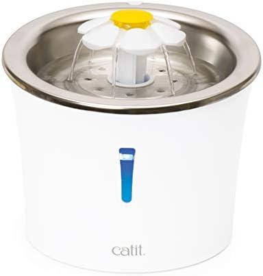 Catit Stainless Steel Flower Fountain with Triple Action Filter, Cat Drinking Water Fountain, 3 L