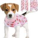BRKURLEG Small Dog Recovery Suit After Surgery Female Male, Back Zipper Spay Recovery Suit for Dogs & Cats, Anti-Licking Puppy Surgical Onesie for Abdominal Wound, Cone Alternative, Pink XS