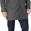 DOCKERS Men's Henry Wool Blend Top Coat (X-Large Tall, Charcoal Herringbone)