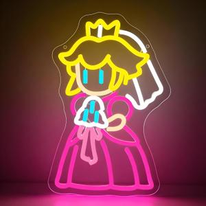 Princess Neon Sign for Wall Decor Dimmable Peach Neon Light for Bedroom Game LED Light for Girls Nursery Living Room Cute Fairy Tale Princess Decor Birthday Gift for Kids Size14.3 * 9.4In (P319)