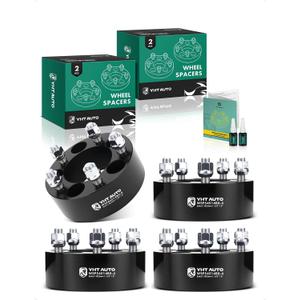 YHTAUTO 5x114.3 Wheel Spacers 2 Inch Fits Explorer, Mustang, Ranger, Grand Cherokee, Wrangler, Liberty, TJ YJ XJ MJ KJ KK ZJ, 5x4.5 5 Lug Wheel Spacers for Truck w/ 1/2"-20 Studs, 82.5 mm Center Bore (Black)