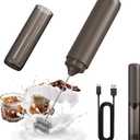 CIRCLE JOY Portable Rechargeable Milk Frother Hanheld, Dual Spring Whisk Electric Coffee Frother Wand Drink Mixer for Matcha Lattes Cappuccino, Kitchen Gifts, Brown