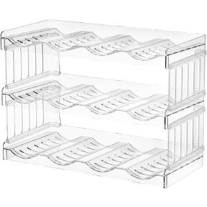 Plastic Water Bottle Organizer and Rack Storage Holder Stackable Water Bottle Storage Rack Cabinet Organization and Storage Travel Mug Cup Storage Rack Hold 16 Bottles (12 Bottle)