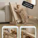 Cat Scratcher for Indoor Cats, L-Shaped Cat Scratching Board & Ramp, Solid Wood Cat Scratch Pad, with Hanging Ball & 3 Bottom Play Balls, Ideal for All Cats (Wood Grain, L)
