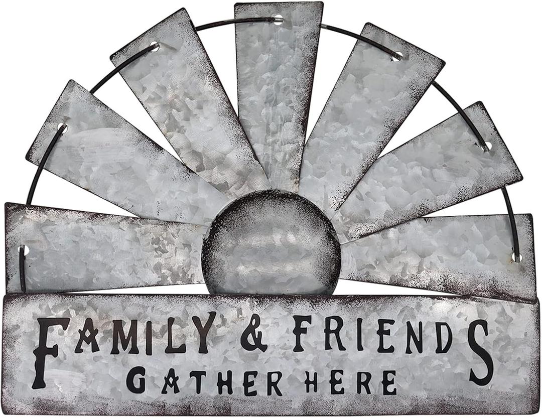 Fleecy day Metal Half Windmill Decor, Rustic Farmhouse Wall Art Decor, Metal Art Wall Decor for Living Home Bedroom Dark Kitchen