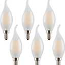 LED Candelabra Bulb 6W Dimmable, 60W Equivalent, Vintage Classic Edison Style, Frosted Glass Light Bulbs, C35/CA10 Flame Tip, E12 Base, Soft White 2700K, Pack of 6