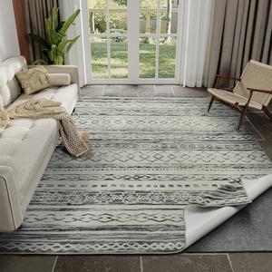 Modern Geometric Wave Area Rug Soft Machine Washable 8x10 Rug