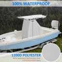 T-Top Center Console Boat Cover, Heavy Duty 1200D Waterproof T Top Console Cover with Motor Cover, UV Resistant Polyester T-Top Boat Cover, Gray(82" L x 54" W x 72" H)