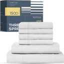 THREAD SPREAD 6 Piece Bedding Bundle - 1500 Thread Count 4 Piece Light Grey King Sheet Set with an Extra Pair Matching Pillowcases