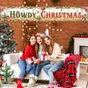 Western Christmas Decorations Yard Banner, Howdy Christmas Decorations Hanging Door Banner Patio Hanging Cowboy Banner for Holidays Party Decor