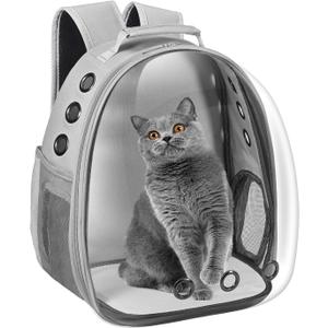 Cat Carrier Backpack, Pet Carrier Backpack Front Pack for Small Medium Cat Puppy Dog Carrier Backpack Bag Space Capsule, Airline-Approved Pet Carrier for Travel Hiking Walking Camping (Grey)