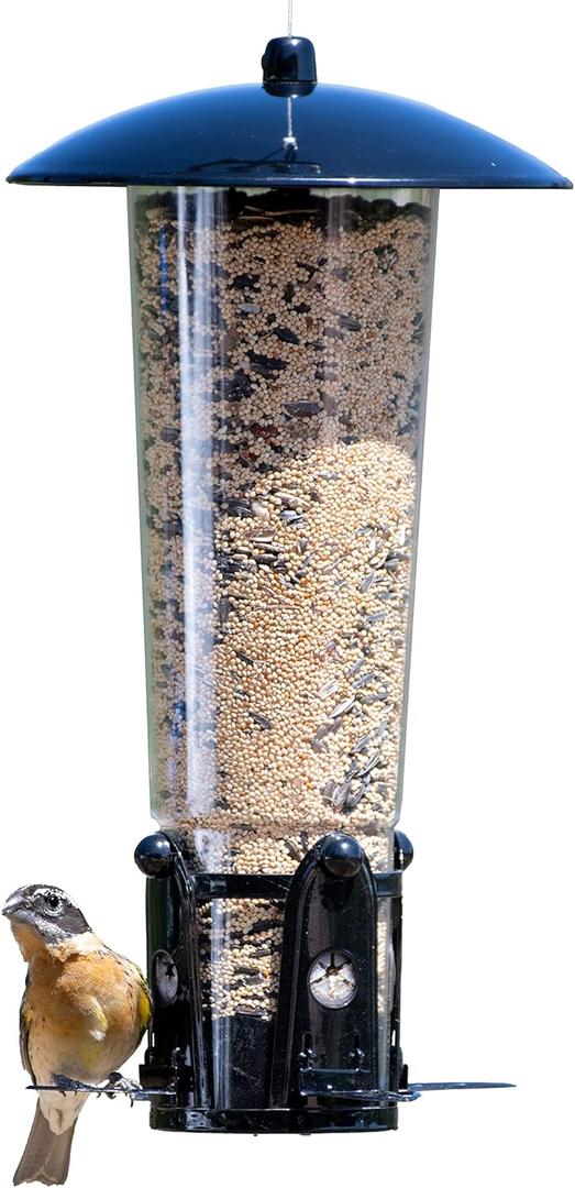 Perky-Pet 333-1SR Squirrel-Be-Gone Max Large Wild Bird Feeder with Flexports, Squirrel Proof Bird Feeder with Weight-Activated Perches - 3LB Seed Capacity