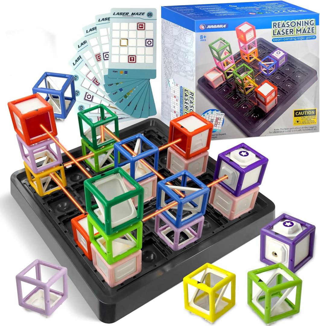 2026 New Laser Maze Reasoning Game STEM Toys for 8-13 Year Old Kids Reasoning Laser Game with 60 Challenge Levels Puzzle Games Learning Education Toys Board Thinking Logic Games Ideal Children Gift