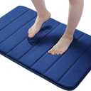 Buganda Memory Foam Bath Mat, 1'8" x 3'11"(20" x 47"), Ultra Soft and Non-Slip Bathroom Rugs, Water Absorbent and Machine Washable Bath Rug Runner for Bathroom, Shower, and Tub, Navy