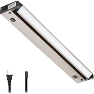 GETINLIGHT 16-inch Swivel LED Under Cabinet Lighting, 2 Color Levels, 2700K/4000K, Dimmable with Wall Dimmers, Plugged-in Only,Brushed Nickel Finish, IN-0109-4-SN