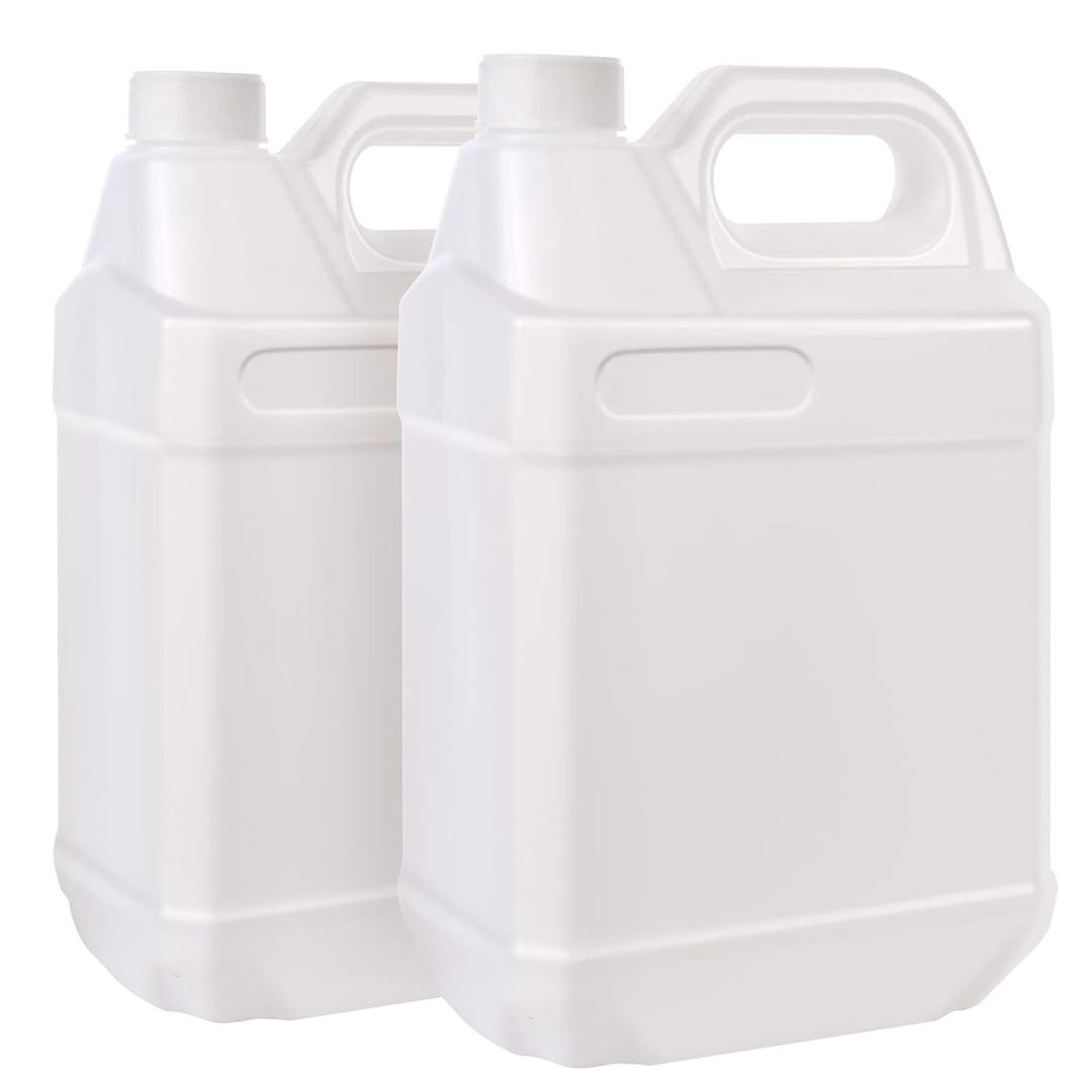 2 Pack 1 Gallon Clear Plastic Jugs with Lids, Water Jug Storage Containers with Ergonomic Handle, HDPE Containers for Water, Sauces, Beverage, Soaps, Liquids