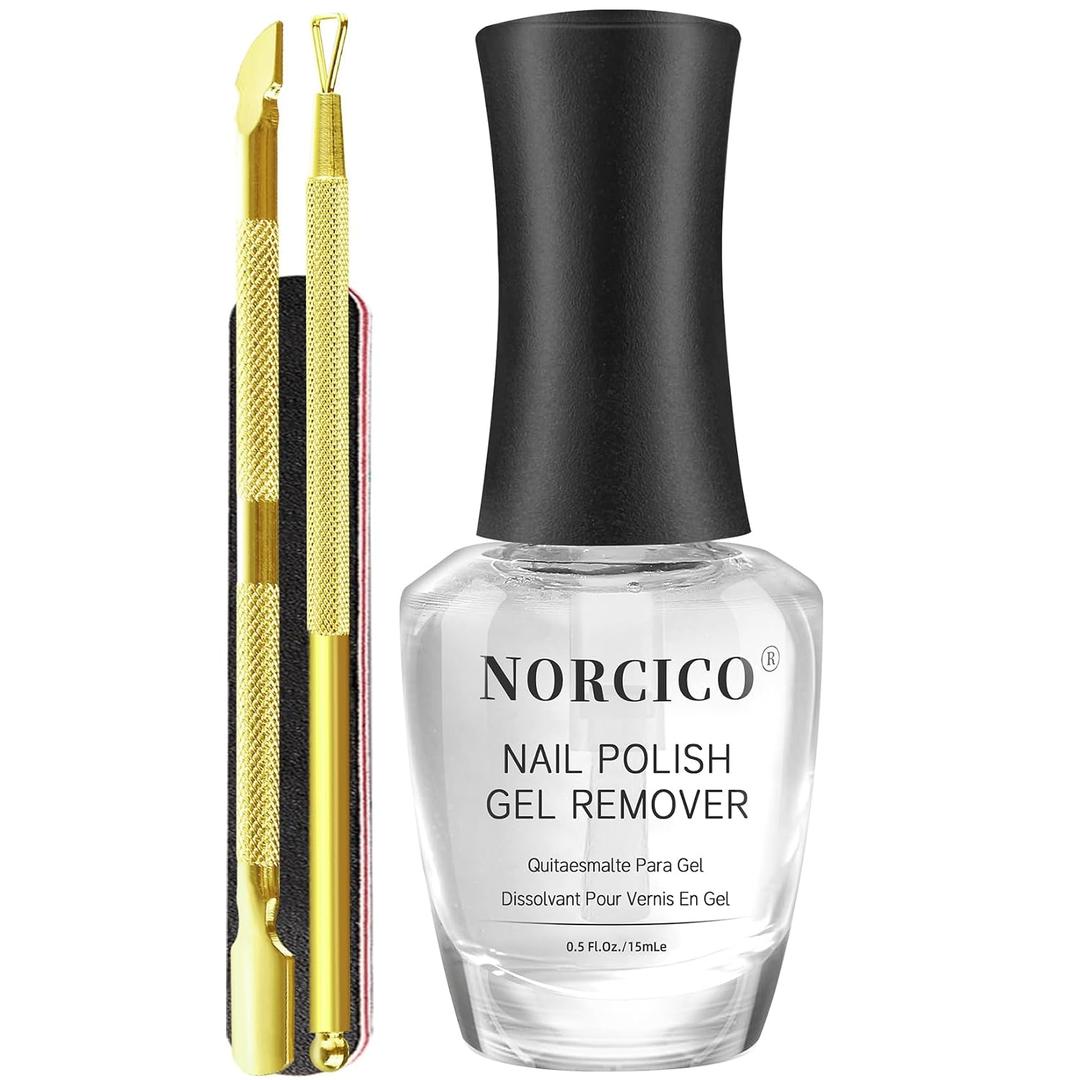 Gel Polish Remover,Professional Removal Formula,Gentle Low Odor,No soaking or wrapping, Quickly Removes in 3-5 Minutes. for Beginner-Friendly & Travel-Friendly.with Nail Tools.15ml(0.5 fl oz)