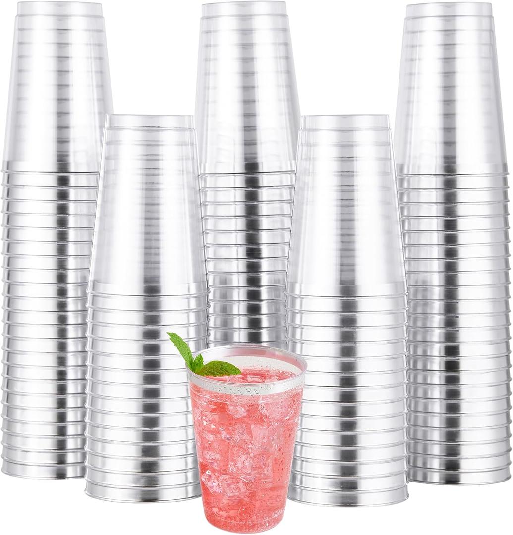 100pcs 12oz Silver Plastic Cups