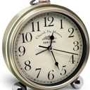 Oxmidud 5'' Retro Vintage Metal Desk Alarm Clock - Non-Ticking Silent Analog Table Clocks - Battery Operated Quartz Clock for Bedside Desk Table Bedrooms Living Room Home Office Decor