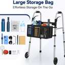 Folding Walkers for Seniors with Basket and Glide Skis, 5" Wheels Lightweight Rolling Walker, Support Up to 350 lbs, Height Adjustable Standard Compact Walker, Silver