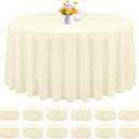 12 Pack Round Tablecloths - 120 Inch, Beige Polyester Table Cover for Round Table, Stain and Wrinkle Resistant Washable Fabric, Wedding Banquet Parties