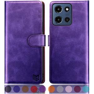 SUANPOT Compatible with Moto G 5G 2025/Moto G 5G 2026/Play 2026 Wallet case with RFID Blocking Credit Card Holder,Flip Book PU Protective Cover Women Men for Moto G 5G 2025 Phone case Purple