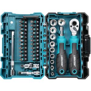 LIBRATON 1/4" Drive Mini Socket & Ratchet Wrench Set with Bits, 4-13mm Shallow Sockets, Magnetic Driver Handle, Extension Bars & Universal Joint, with Storage Case for DIY, Auto Repair