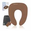Jool Baby Folding Travel Potty Training Seat for Toddlers, Fits Round & Oval Toilets, Non-Slip Suction Cups, Includes Free Travel Bag (Brown)