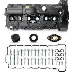 Upgraded Aluminum Engine Valve Cover Kit Compatible with 2006-2013 125i 128i 130i 323i 328i xDrive 328xi 525i 528i 528xi 530i X3 X5 Z4, E60 E70 E82 E83 E84 E89 E90 E92 L6 3.0L 2.5L 11127552281