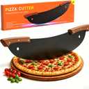 20-Inch Pizza Rocker Blade Cutter, Stainless Steel, Black