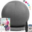ProBalance Ball Chair, Yoga Ball Chair Exercise Ball Chair with Slipcover and Base for Home Office Desk, Birthing & Pregnancy, Stability Ball & Balance Ball Seat to Relieve Back Pain, Multiple color size (55cm (Junior Height 4'10" - 5'3"), Deepspace Grey)