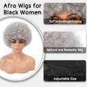 Short Kinky Curly Afro Wig with Bangs Glueless for Black Women Men 70s Disco Bouncy Fluffy Puff Synthetic Heat Resistant Natural Looking Hair for Party Cosplay Daily Use