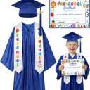 Preschool Graduation Cap and Gown Set Unisex Congrats Grad Outfit with Certificate Stole for Kid Grad Gifts Size: 30