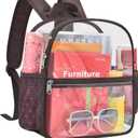 Busiuw Clear Backpack for Stadium Events 12x12x6 Mini Small Sports Fan Backpacks with Front Pocket for Concert Sport Events Work Travel(Chocolate)