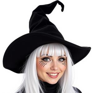 Black Witch Hat Adult Halloween Cosplay Costumes Accessory for Women Wicked Witches Hats Decor (Black)
