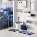 XLHOMO Bathroom Set - 26PC Bathroom Set with Shower Curtain and Rugs, Bathroom Accessory Set, Navy Blue Bathroom Sets, Trash Can & Soap Dispenser